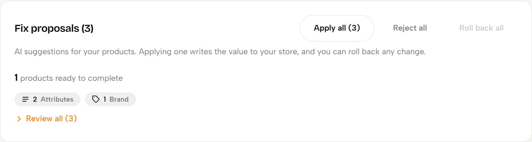 AI fix proposals with one-click apply